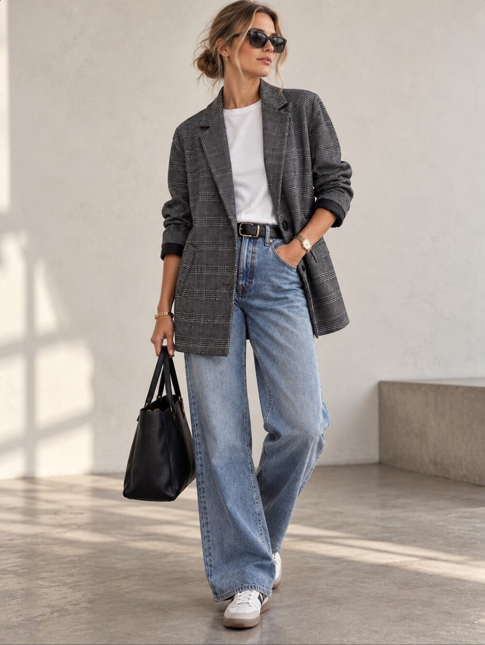 Madewell Women Glen Plaid Oversized Blazer L Boyfriend Preppy Academia Fall